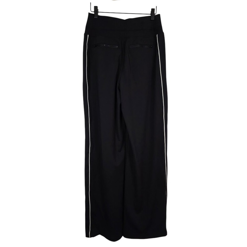 Athleta Size S Tall Venice High Rise Track Stripe Pants Black Wide Leg 854424-00 - Picture 4 of 13